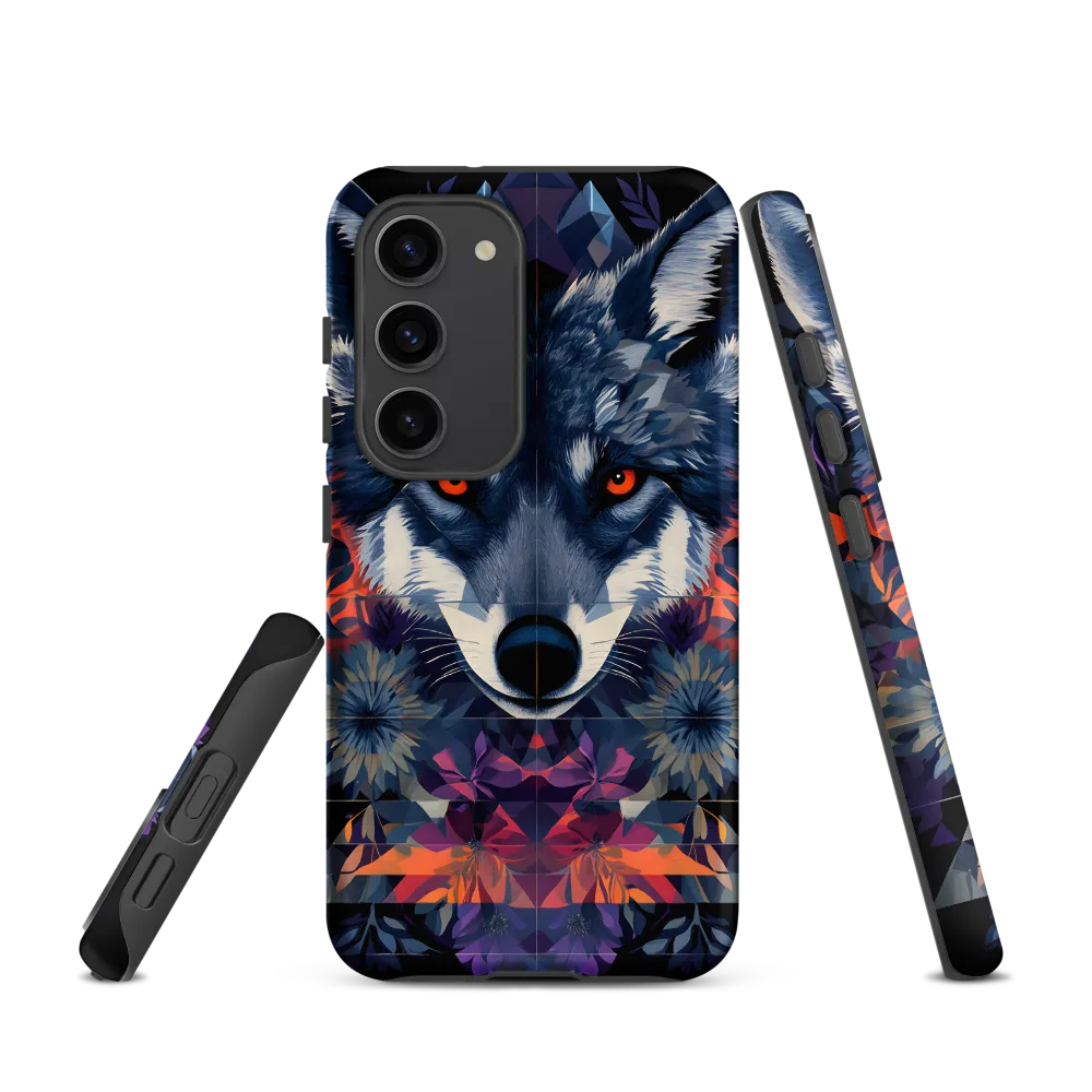 Mystical Wolf Amidst Floral Geometry