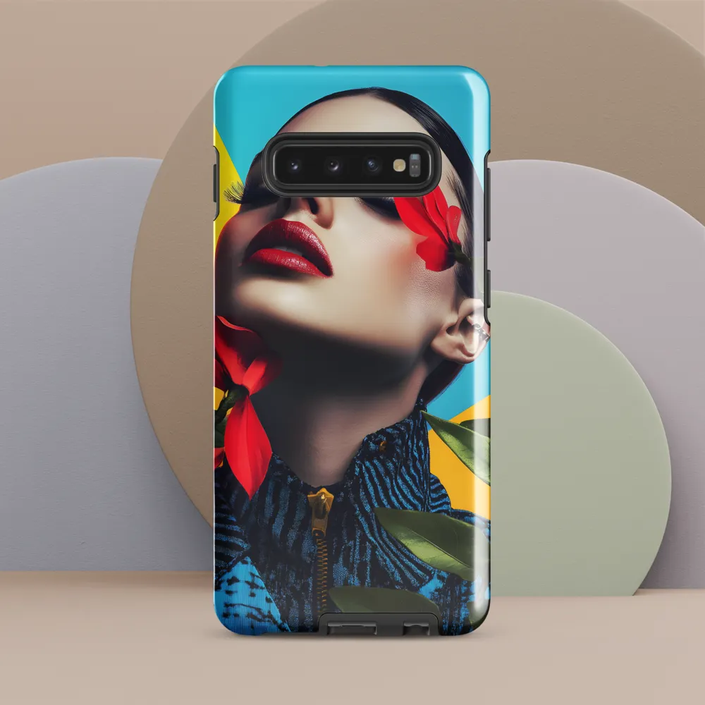 Floral Serenity: A Contemporary Portrait | Phone Case |  S10 Plus | Tough Case | Glossy