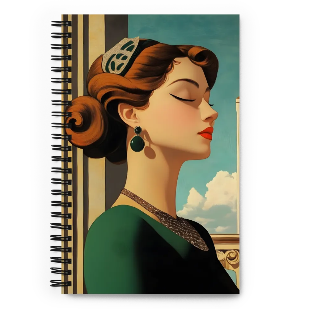 Elegance in Art Deco: A Portrait of Grace | Spiral Notebook