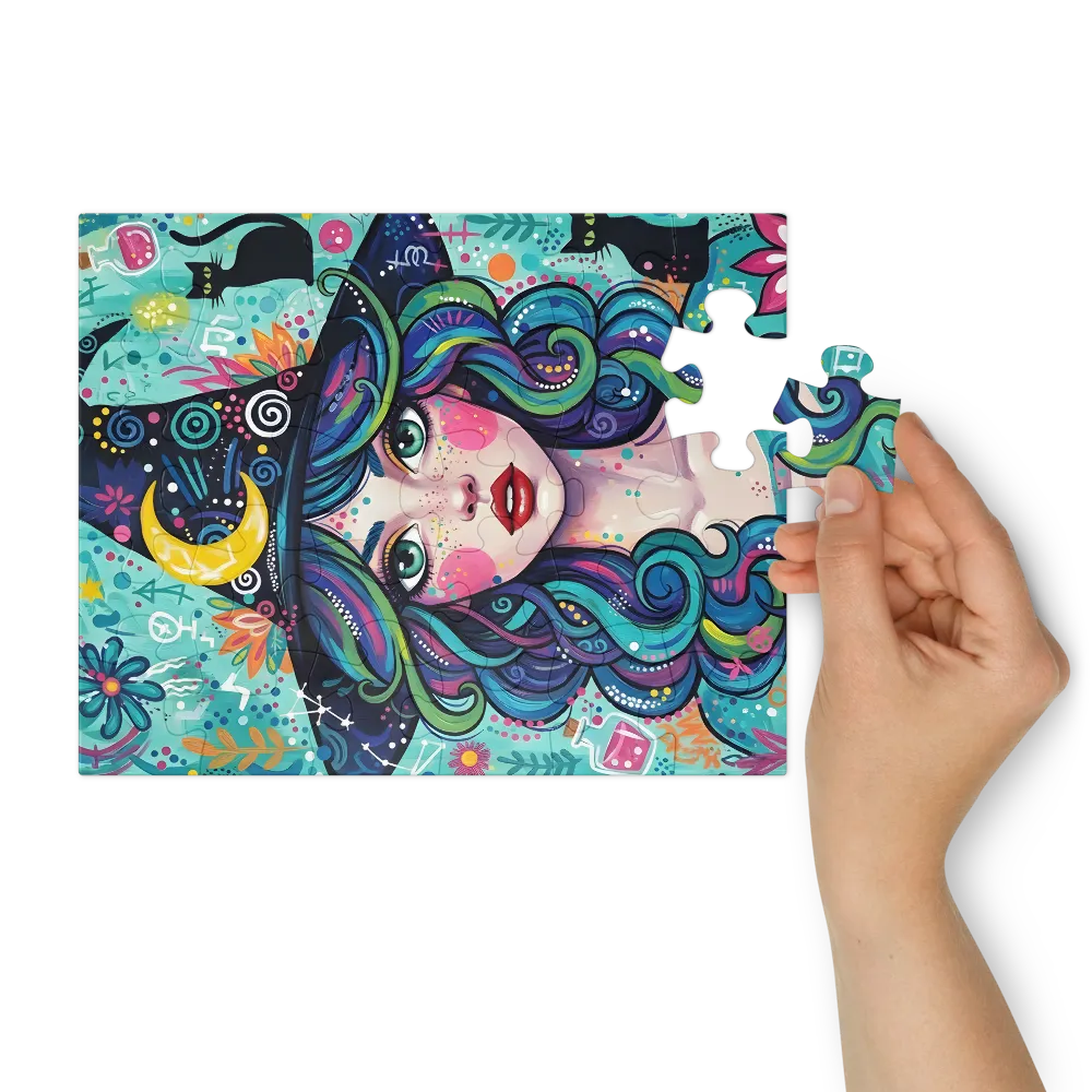 Moonlit Witch 
 Jigsaw Puzzle in Tin Box