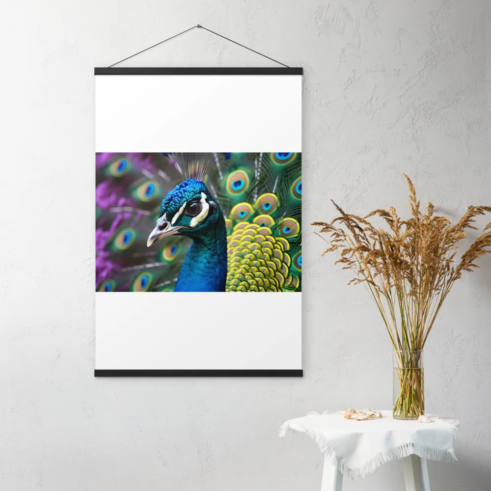 Regal Plumage: The Peacock's Splendor | Poster With Black Wood Hanger | 24″×36″