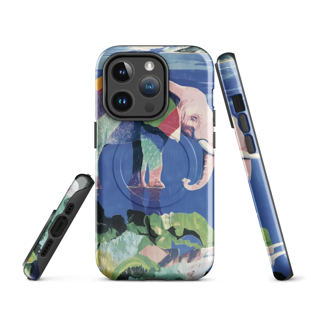 Serenity in Color: The Elephants of Reflection | Phone Case |  14 Pro | MagSafe® Tough Case | Glossy