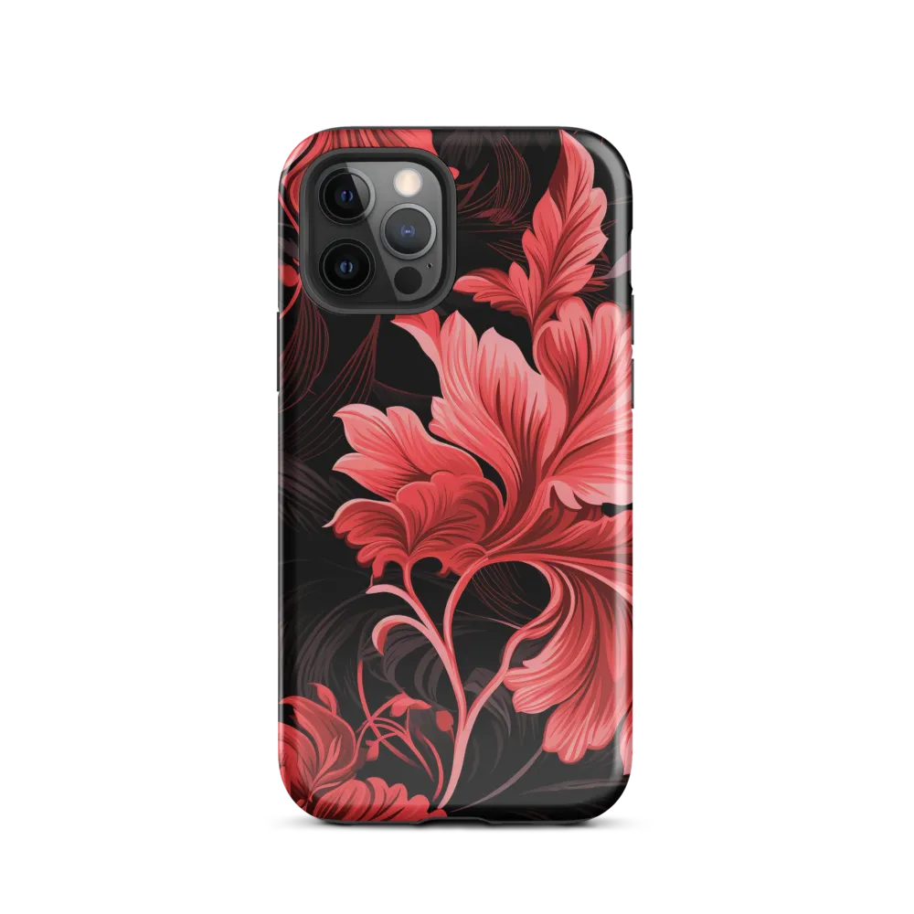 Tropical Elegance in Red | Phone Case |  12 Pro | Tough Case | Glossy