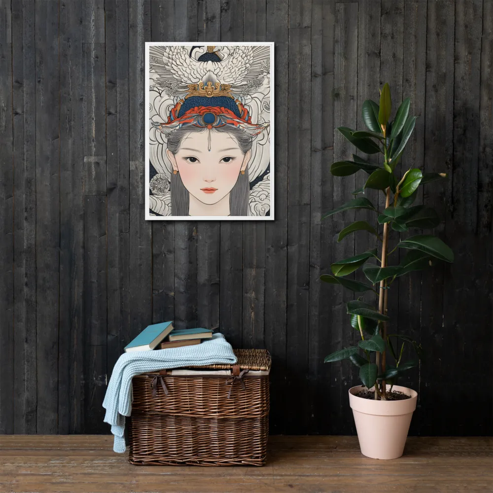 Serenity in Myth: A Traditional Portrait | Canvas with White Frame | 20″×28″