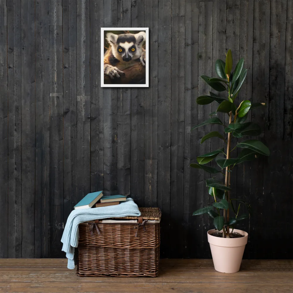 The Watchful Lemur | Canvas with White Frame | 11″×14″