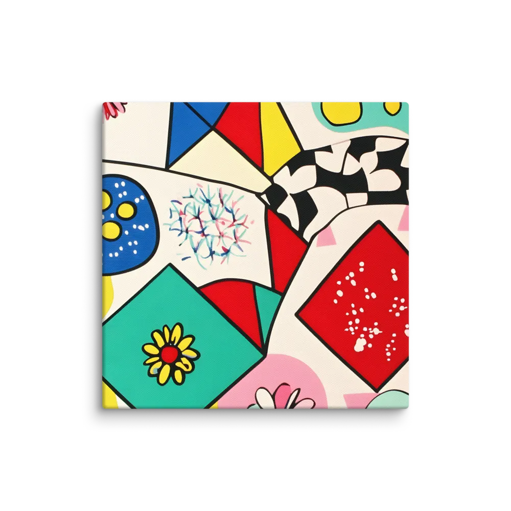 Joyful Geometry: A Playful Dance of Shapes and Colors | Canvas | 14″×14″