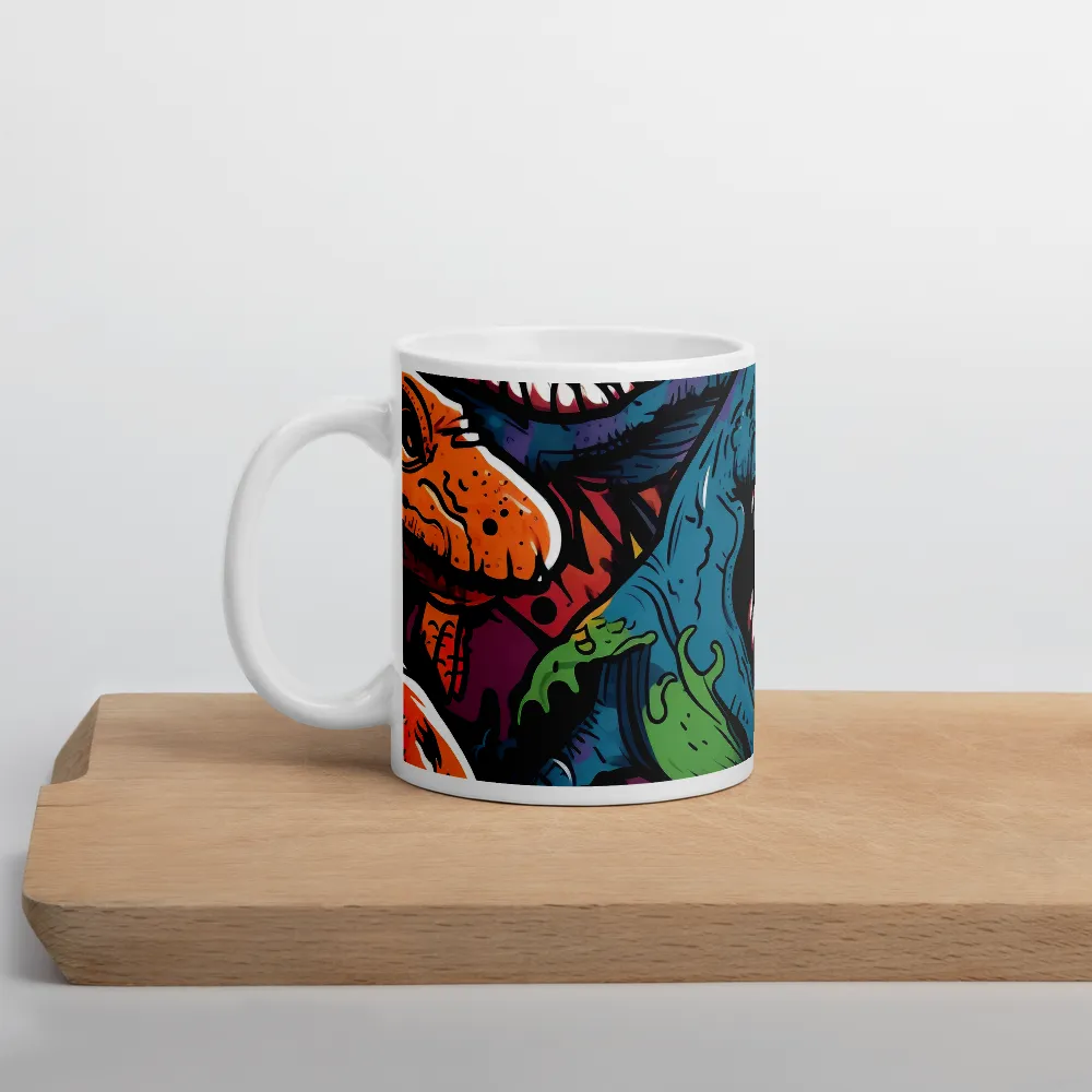 Dino Mania: A Colorful Frenzy | Mug with White inside | 11 oz