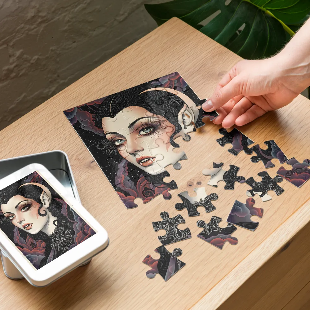 Moonlit Vampiress 
 Jigsaw Puzzle in Tin Box