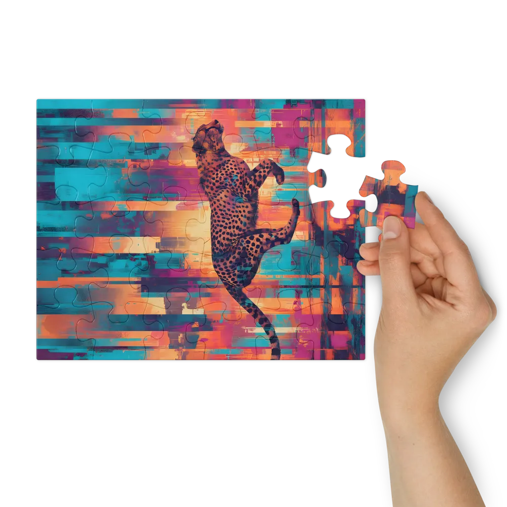 Prismatic Cheetah 
 Jigsaw Puzzle in Tin Box