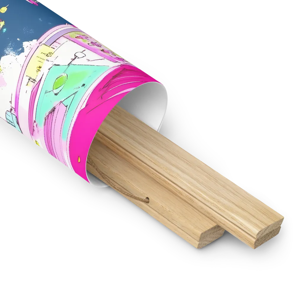 Futuristic Cityscape with Floating Structures | Poster With Oak Wood Hanger | 14″×14″