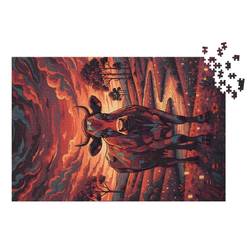 Ember Cow 
 Jigsaw Puzzle in Tin Box