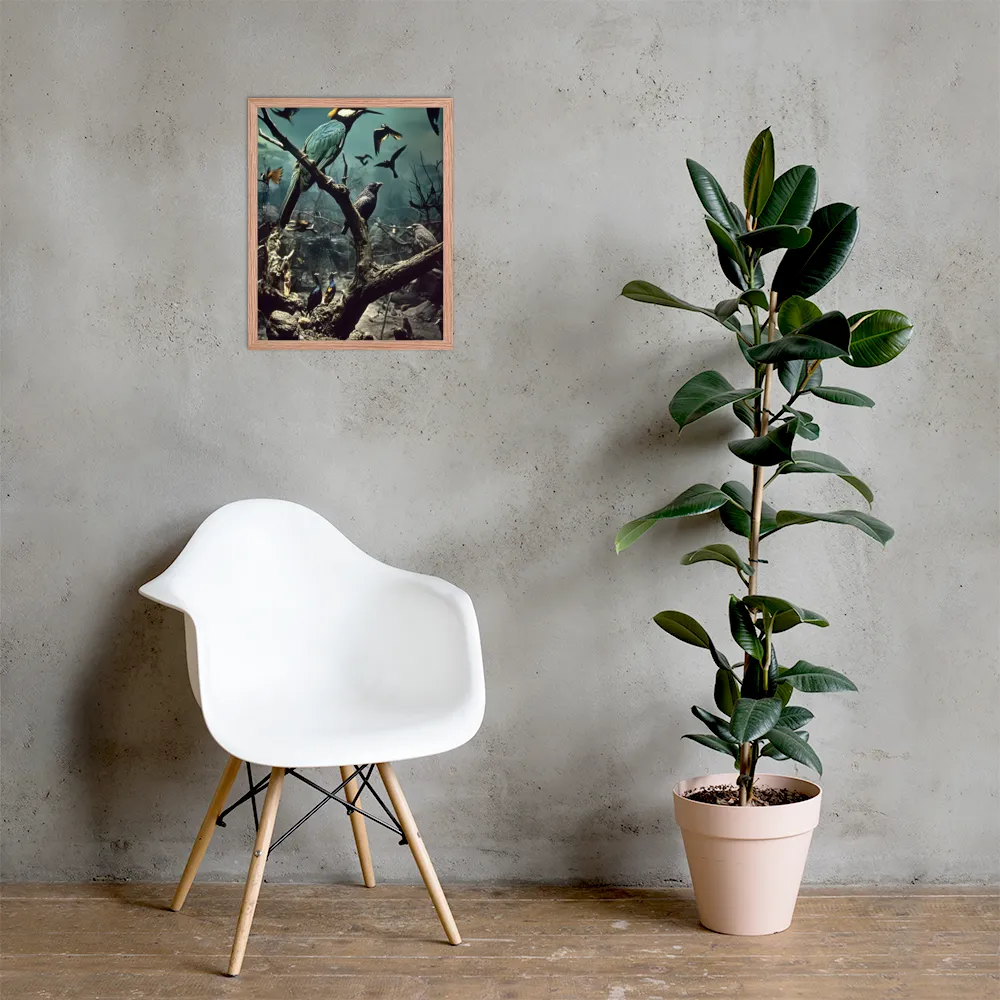 Whispers of the Avian Realm | Poster with Red oak Frame | 16″×20″