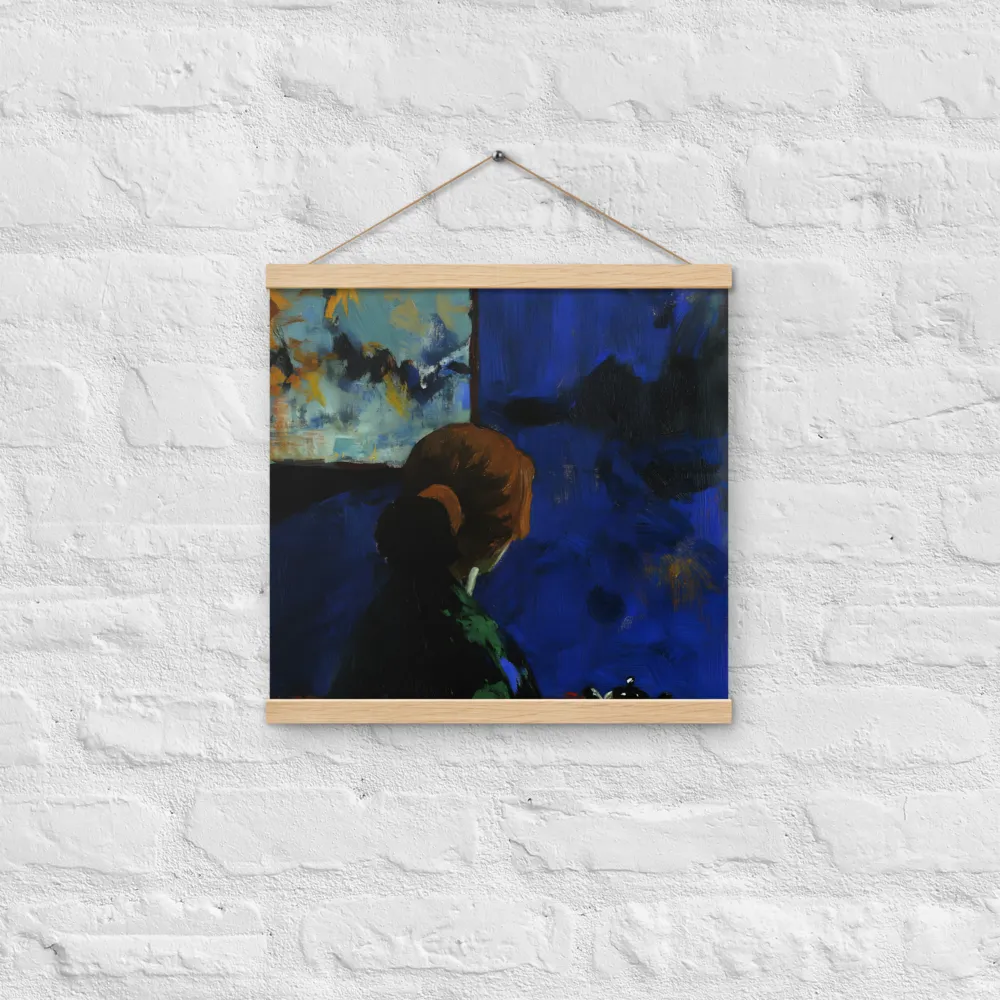 Contemplation Under the Night Sky | Poster With Oak Wood Hanger | 16″×16″