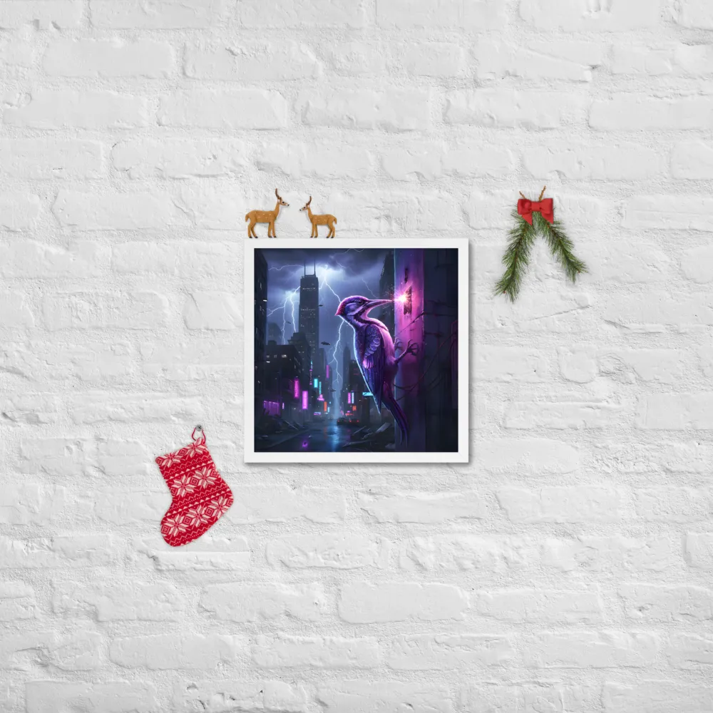 Neon Woodpecker 
 Poster with White Frame | 16″x 16″