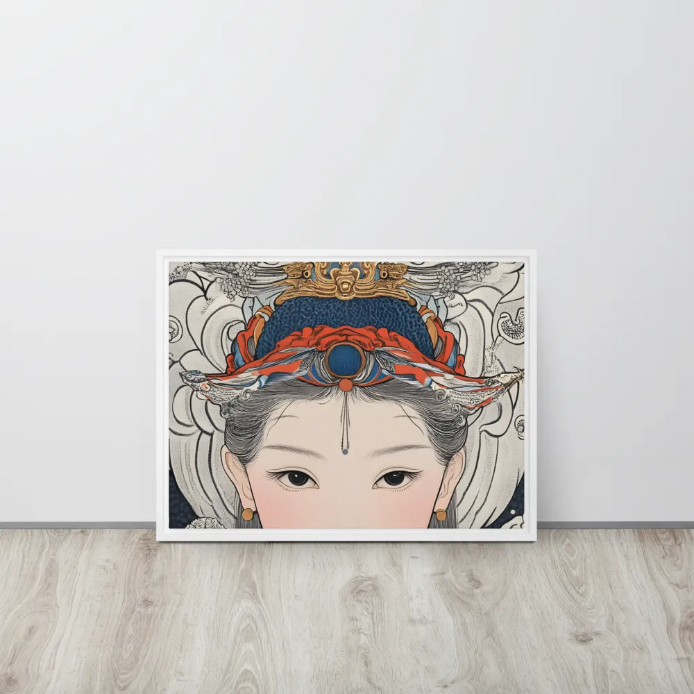 Serenity in Myth: A Traditional Portrait | Canvas with White Frame | 18″×24″