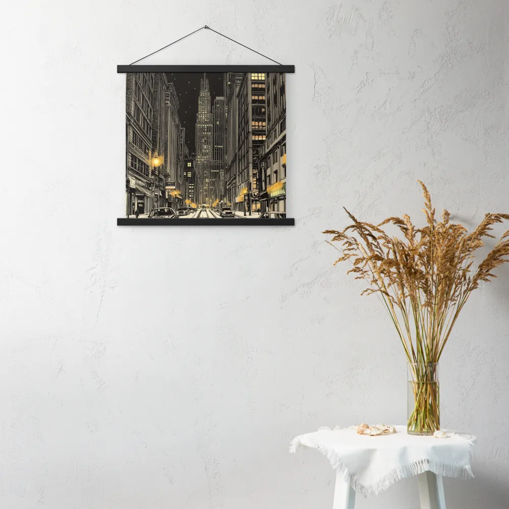 Whispers of the Night City | Poster With Black Wood Hanger | 18″×18″