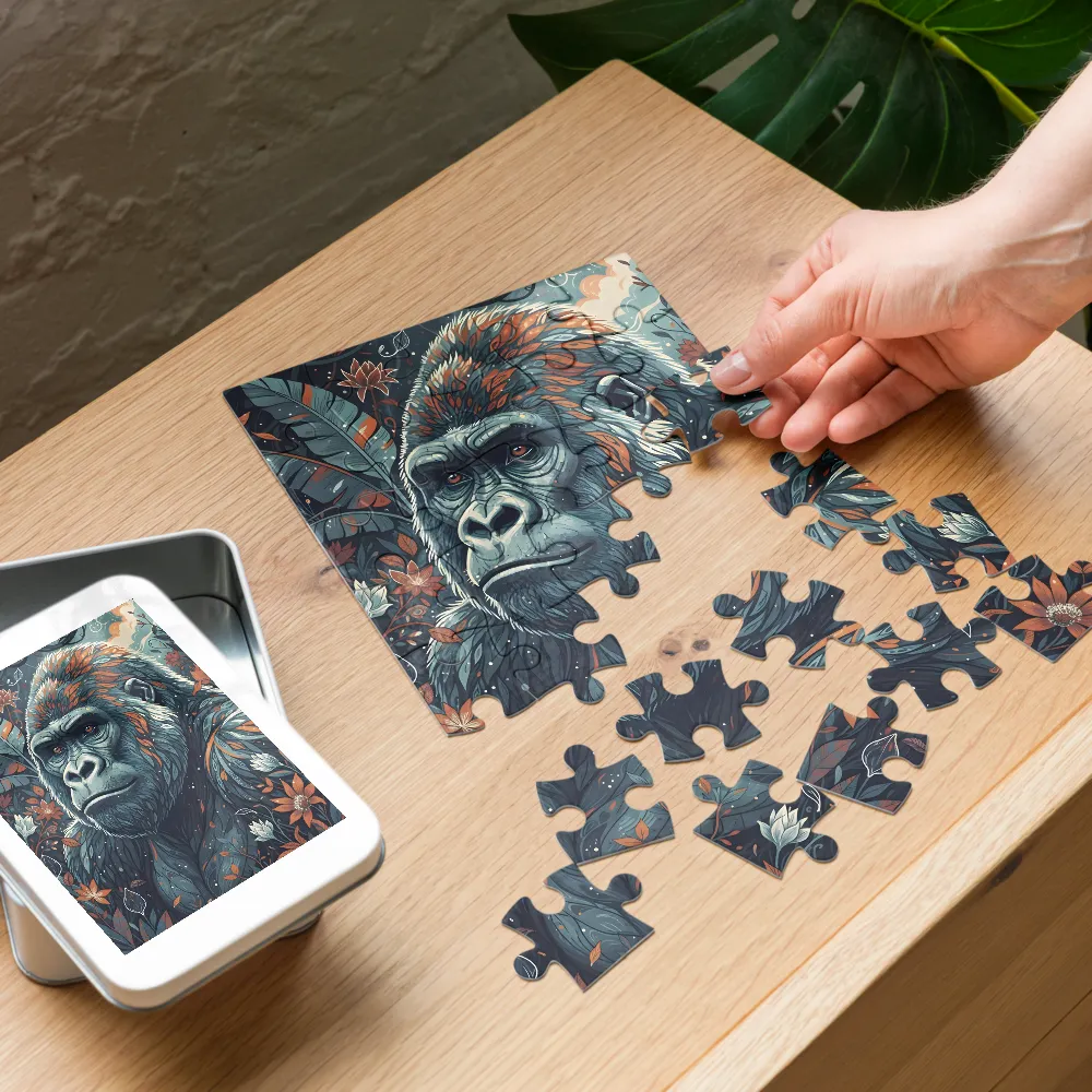 Gorilla in Bloom 
 Jigsaw Puzzle in Tin Box