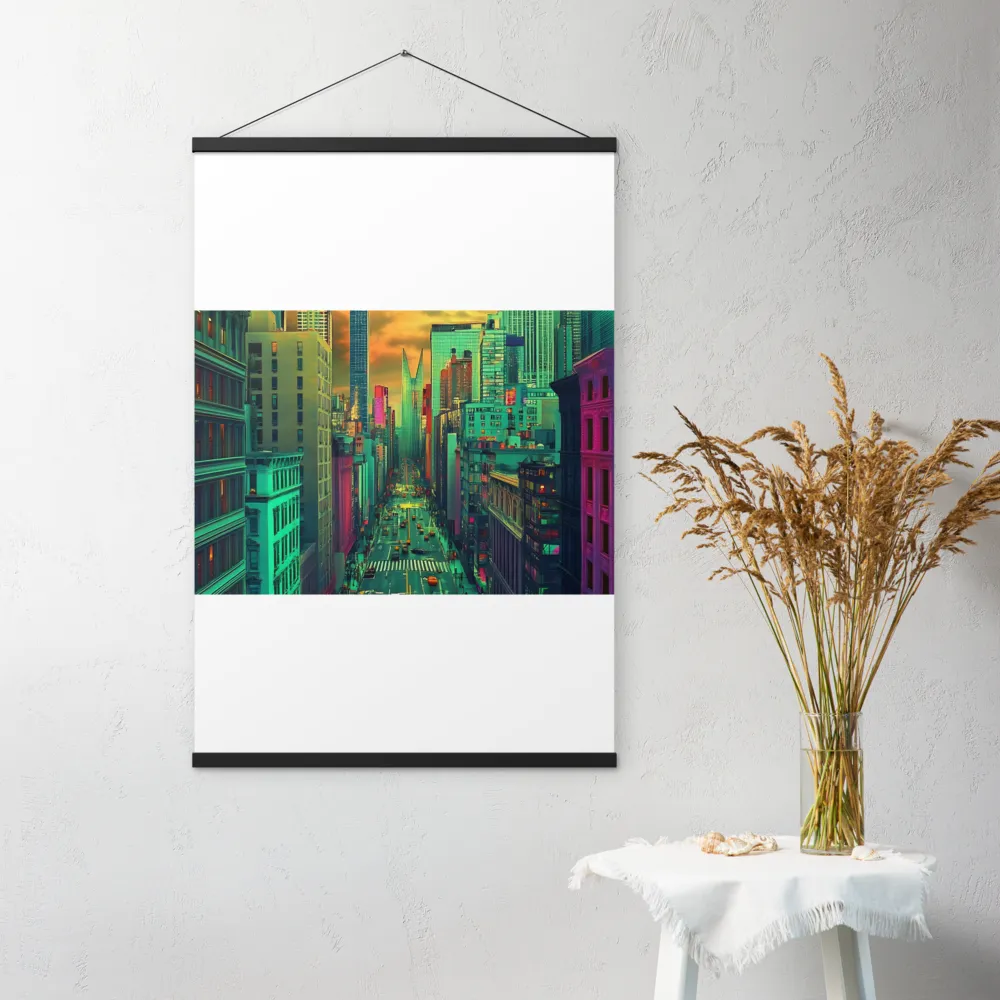 Urban Surrealism: Neon Dreams | Poster With Black Wood Hanger | 24″×36″