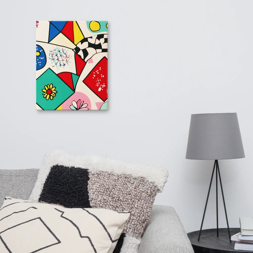 Joyful Geometry: A Playful Dance of Shapes and Colors | Canvas | 16″×20″