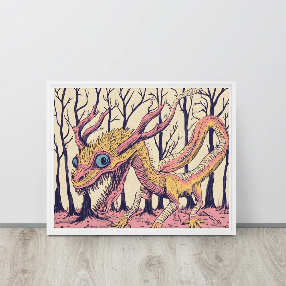 The Enigmatic Dragon of the Desolate Forest | Canvas with White Frame | 16″×20″