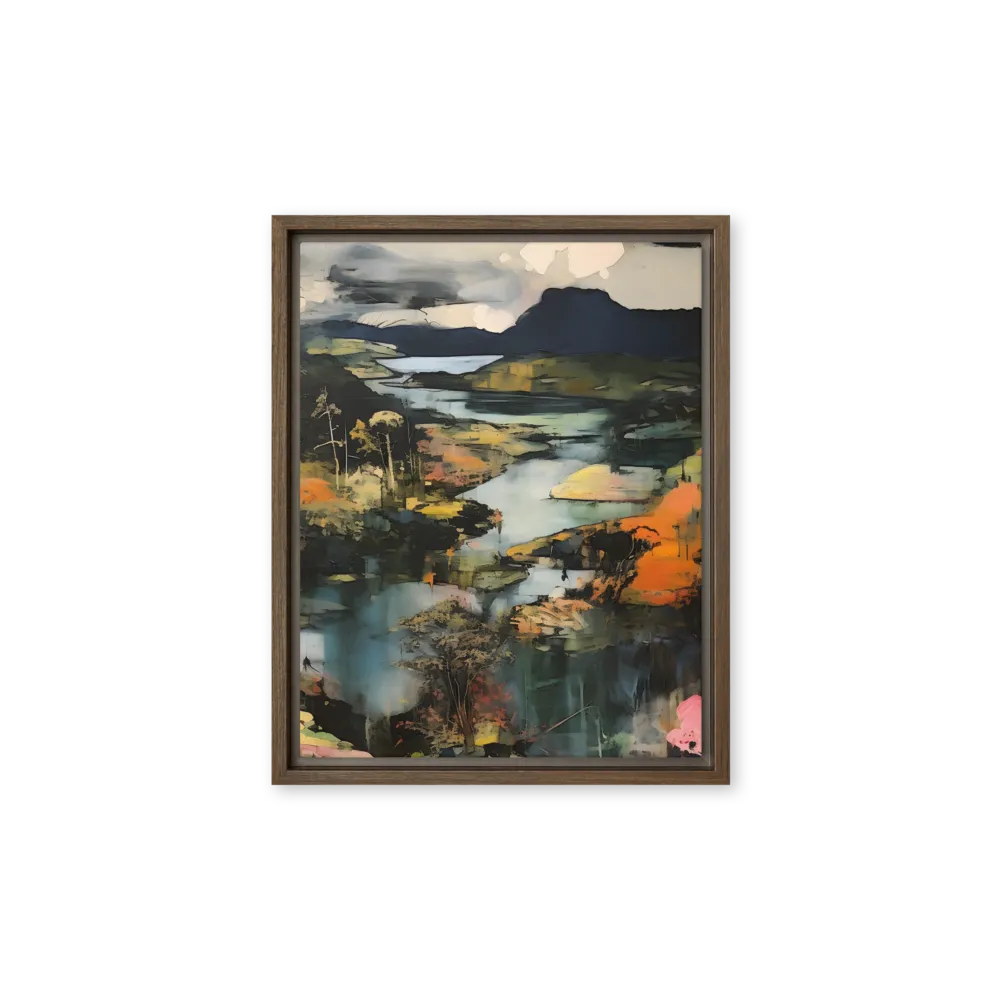 Harmony of Nature: An Abstract Journey | Canvas with Brown Frame | 11″×14″