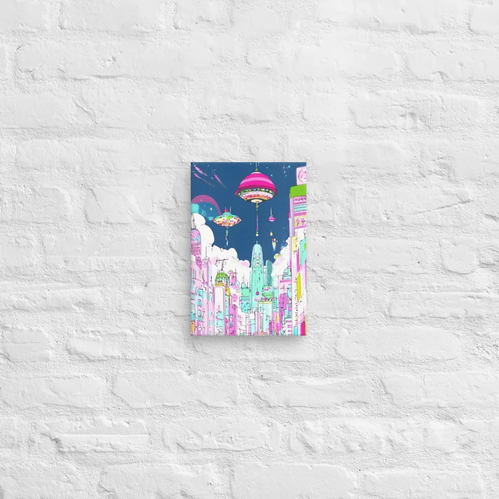 Futuristic Cityscape with Floating Structures | Canvas | 8″×12″