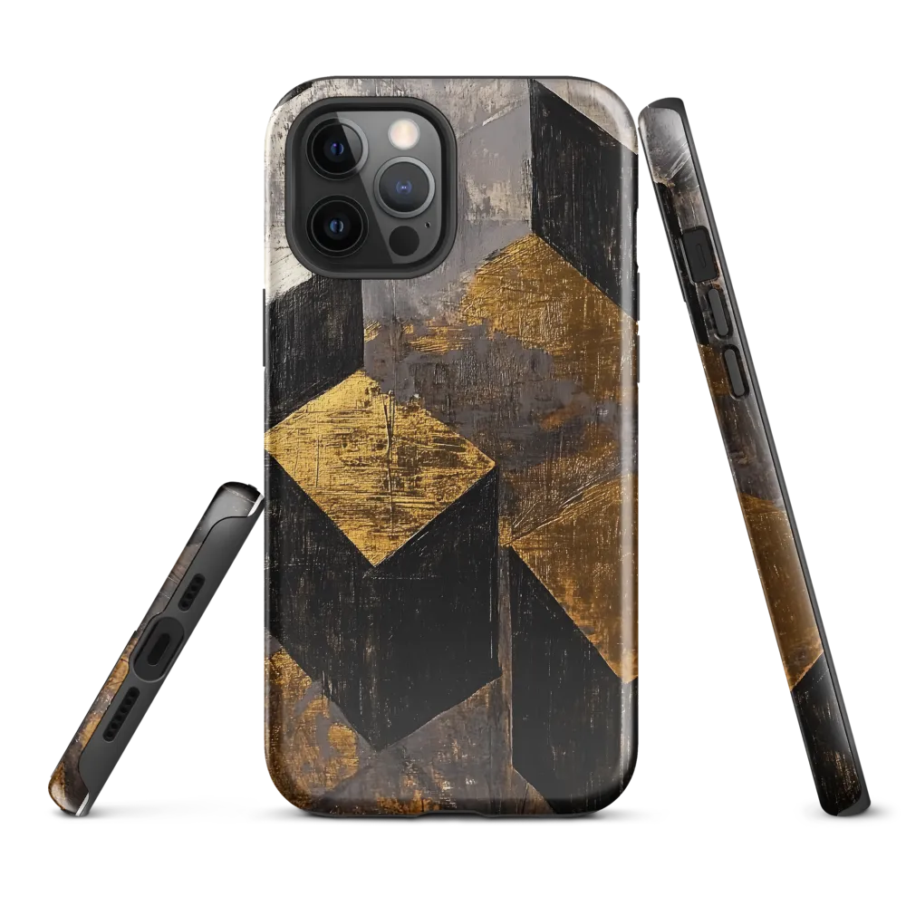 Geometric Harmony in Gold and Black | Phone Case |  12 Pro Max | Tough Case | Glossy