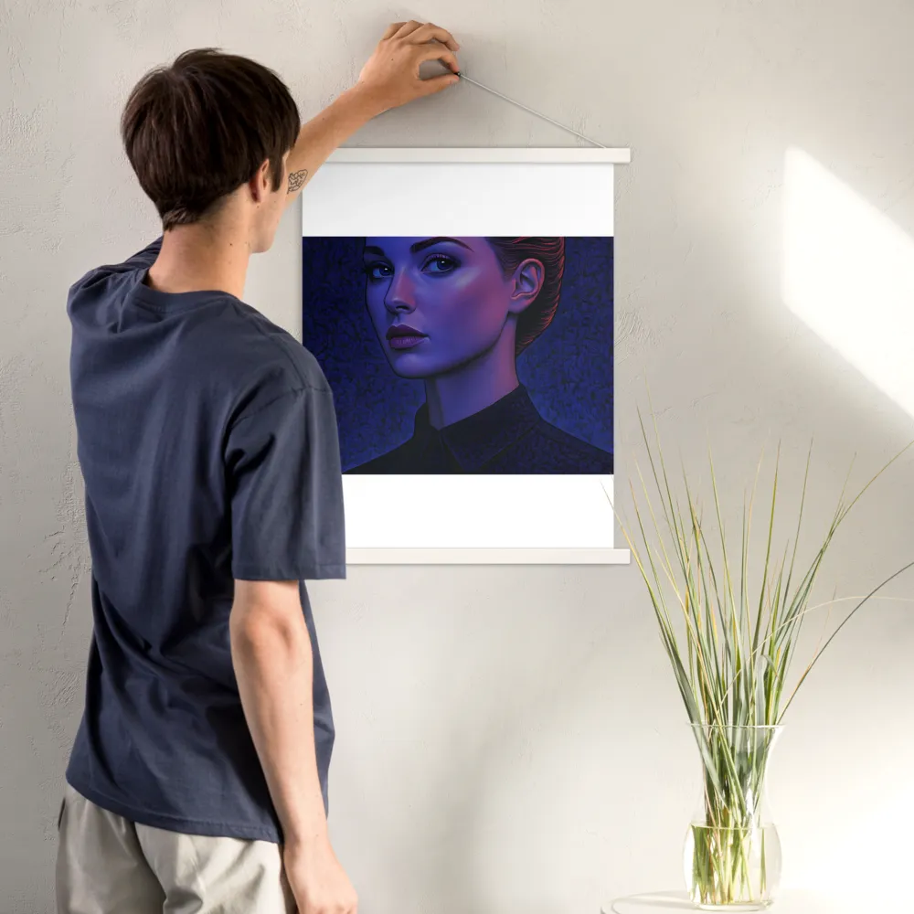 Ethereal Portrait in Blue and Red | Poster With White Wood Hanger | 18″×24″