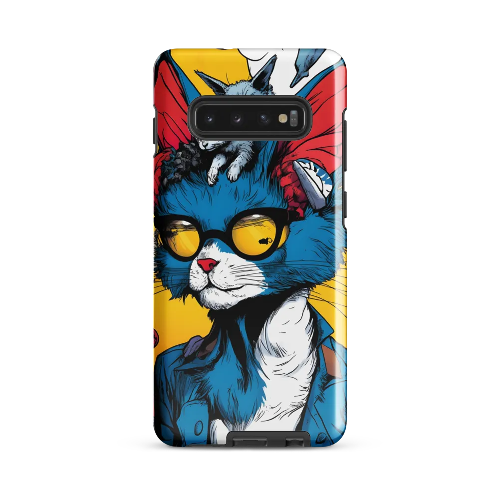 Whimsical Feline Coolness | Phone Case |  S10 Plus | Tough Case | Glossy