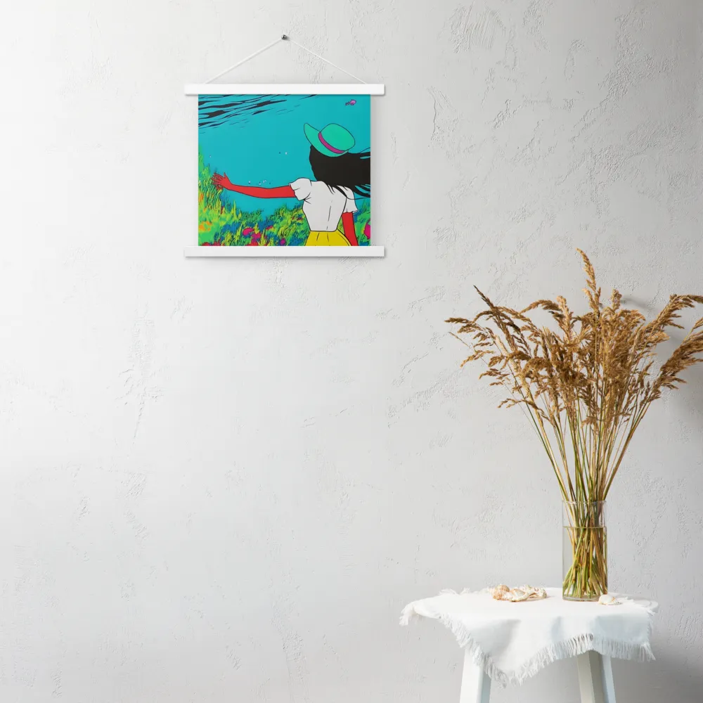 Whimsical Encounter | Poster With White Wood Hanger | 14″×14″