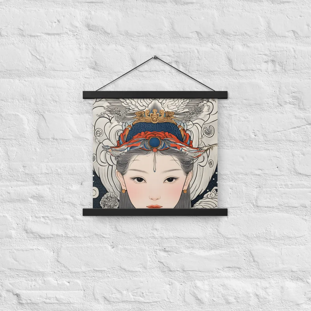 Serenity in Myth: A Traditional Portrait | Poster With Black Wood Hanger | 14″×14″