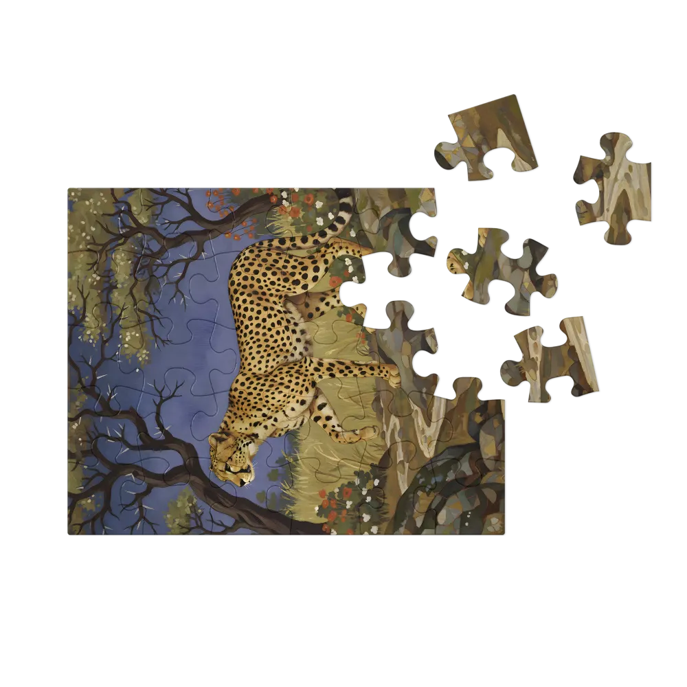 Cheetah by the Stream 
 Jigsaw Puzzle in Tin Box