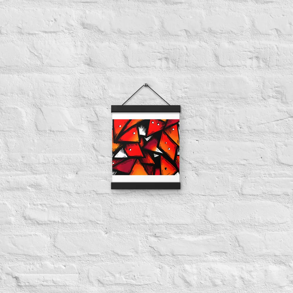 Dynamic Geometry of Red and Orange | Poster With Black Wood Hanger | 8″×10″