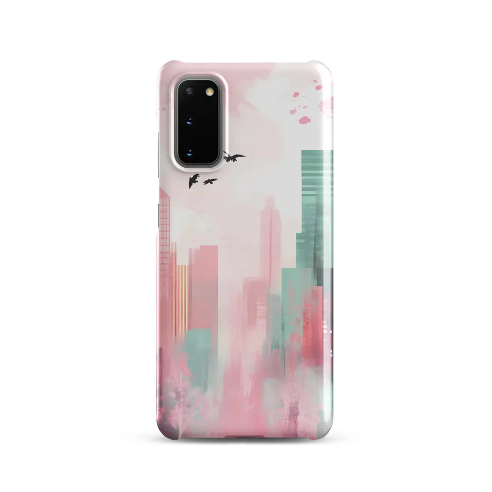 Dreamy Cityscape in Pink and Cyan
