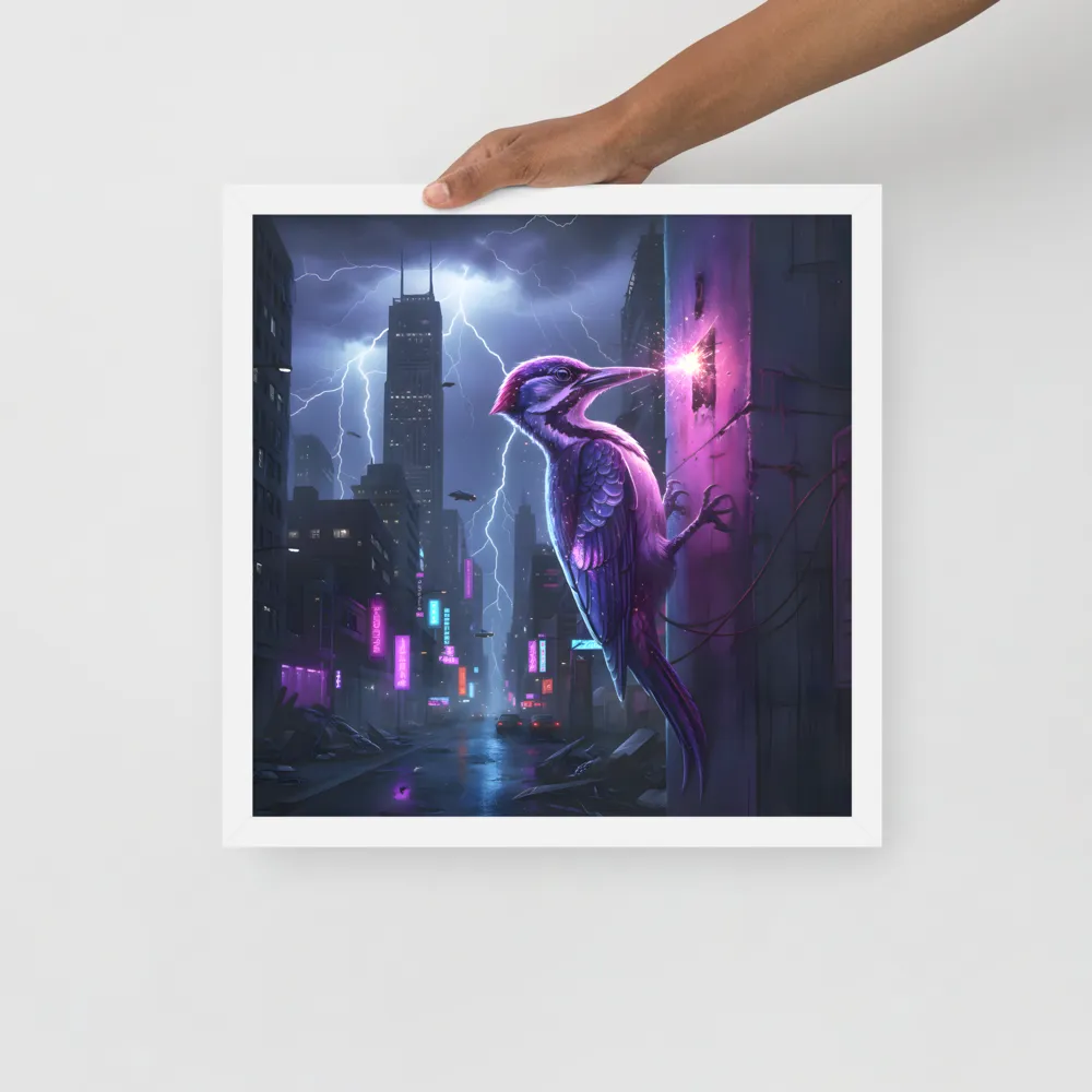 Neon Woodpecker 
 Poster with White Frame | 16″x 16″