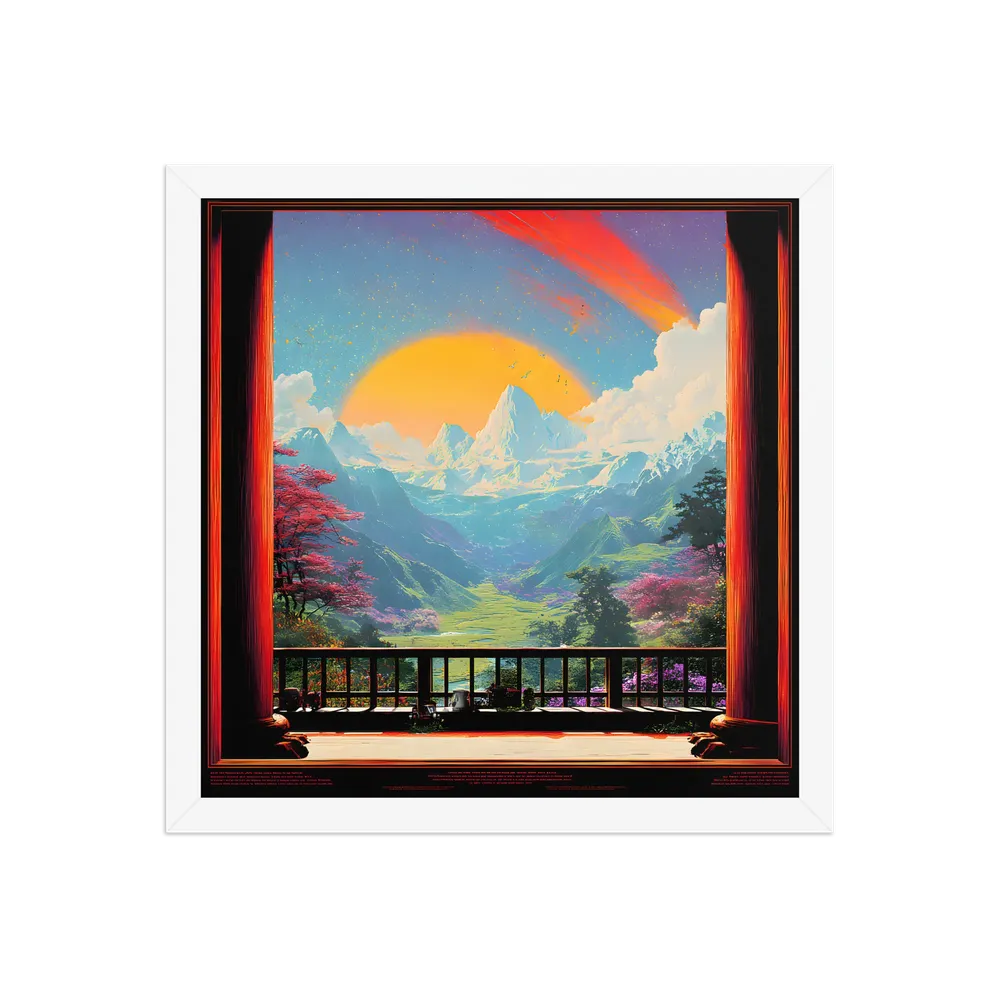 Golden Mountain Vista 
 Poster with White Frame | 14″x 14″