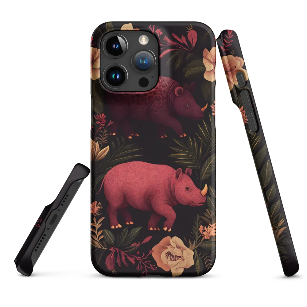 Rhinos in Floral Embrace