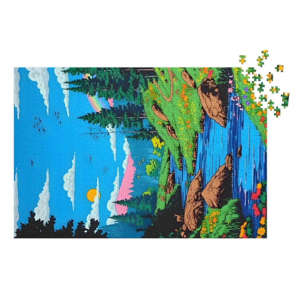 Rainbow Meadow Stream 
 Jigsaw Puzzle in Tin Box