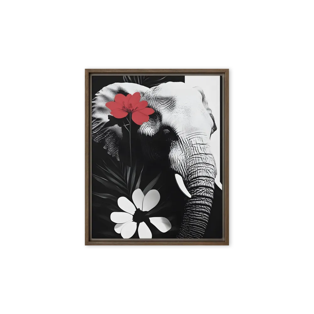 Elephant Harmony | Canvas with Brown Frame | 8″×10″