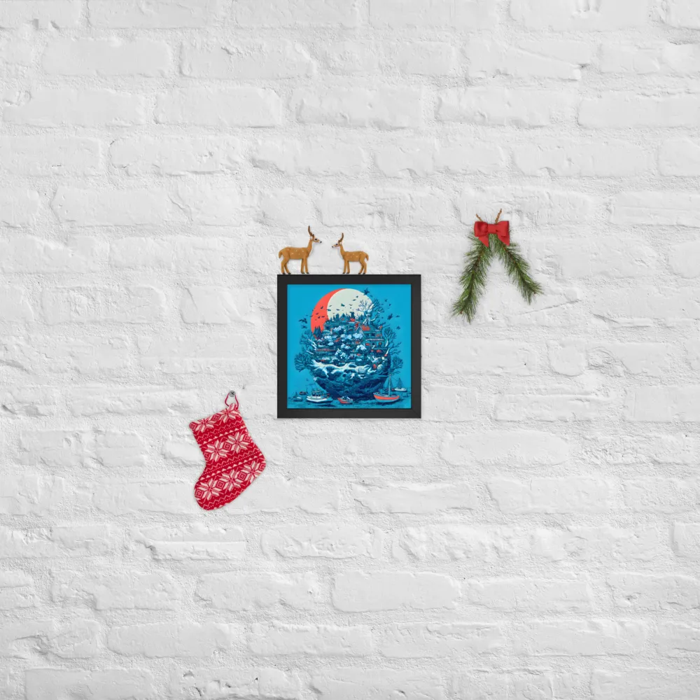 Harbor of the Floating Isle 
 Poster with Black Frame | 10″x 10″