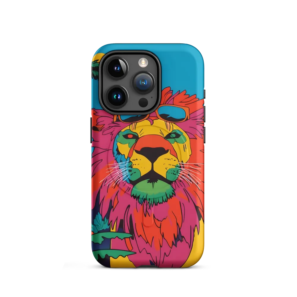 Lion with Sunglasses: A Vibrant Tropical Portrait