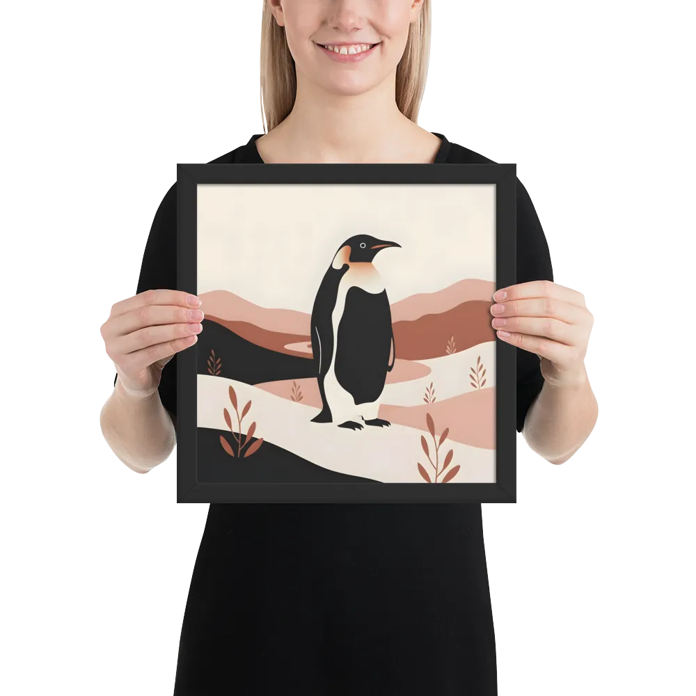 Terracotta Penguin 
 Poster with Black Frame | 12″x 12″
