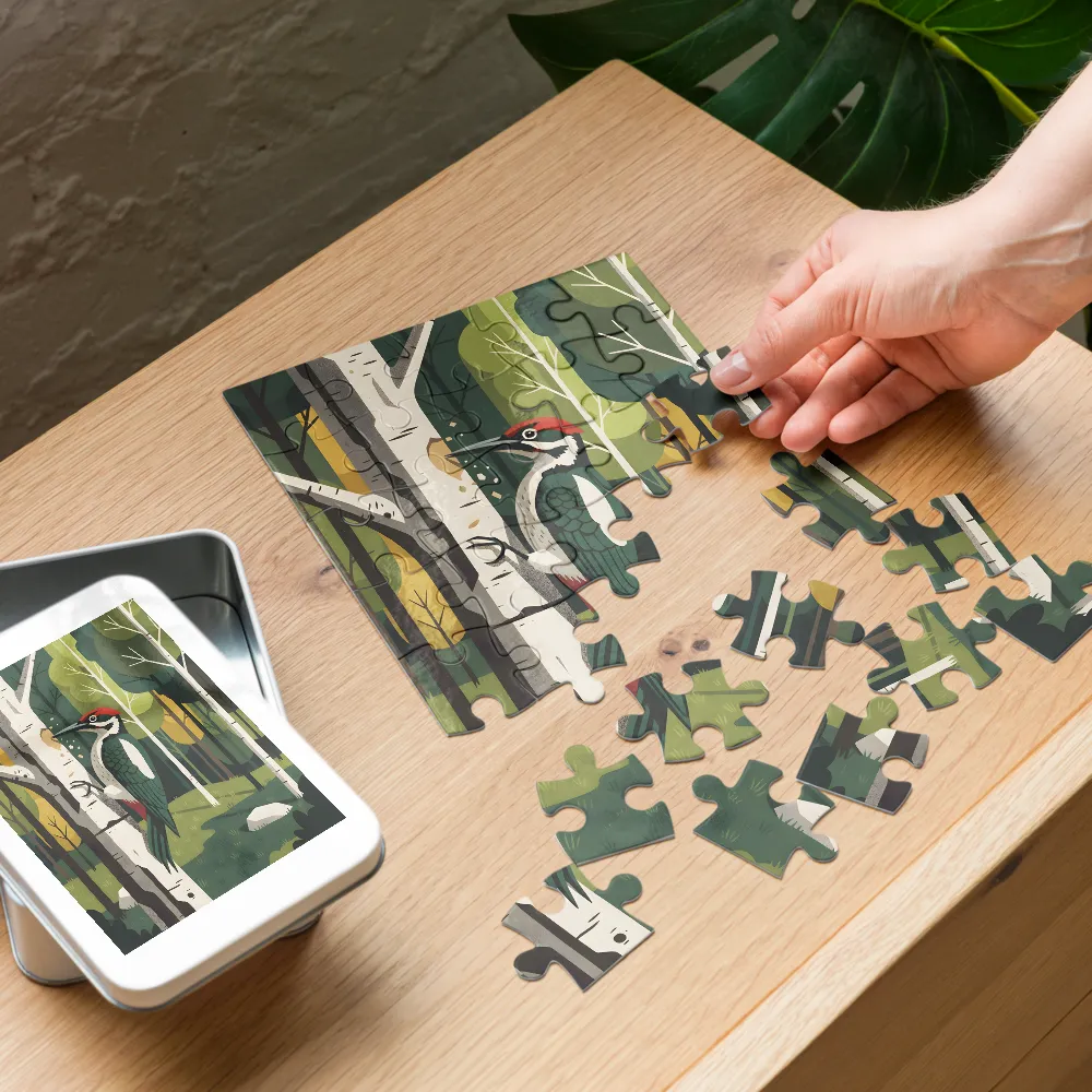 Birchwood Woodpecker 
 Jigsaw Puzzle in Tin Box