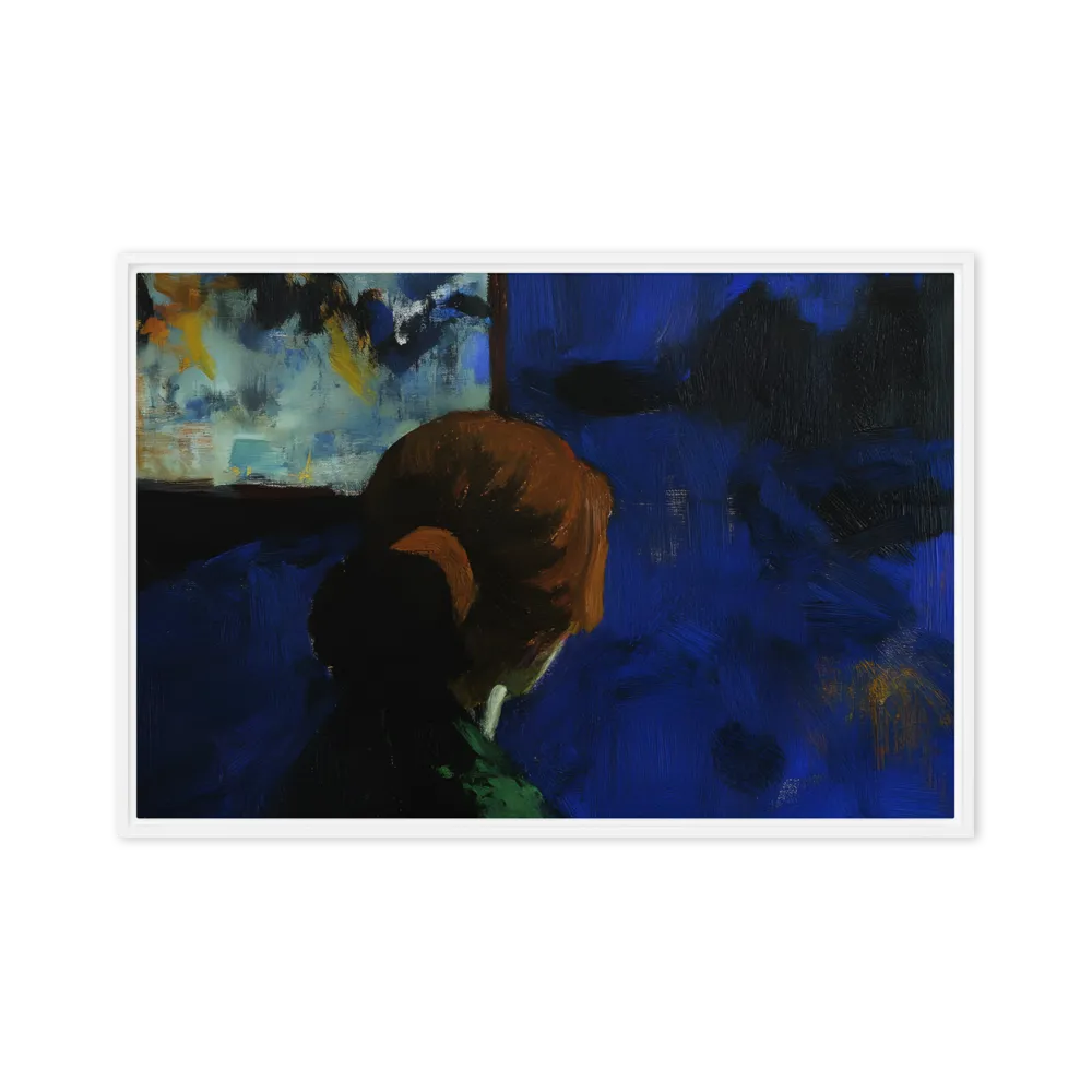 Contemplation Under the Night Sky | Canvas with White Frame | 24″×36″