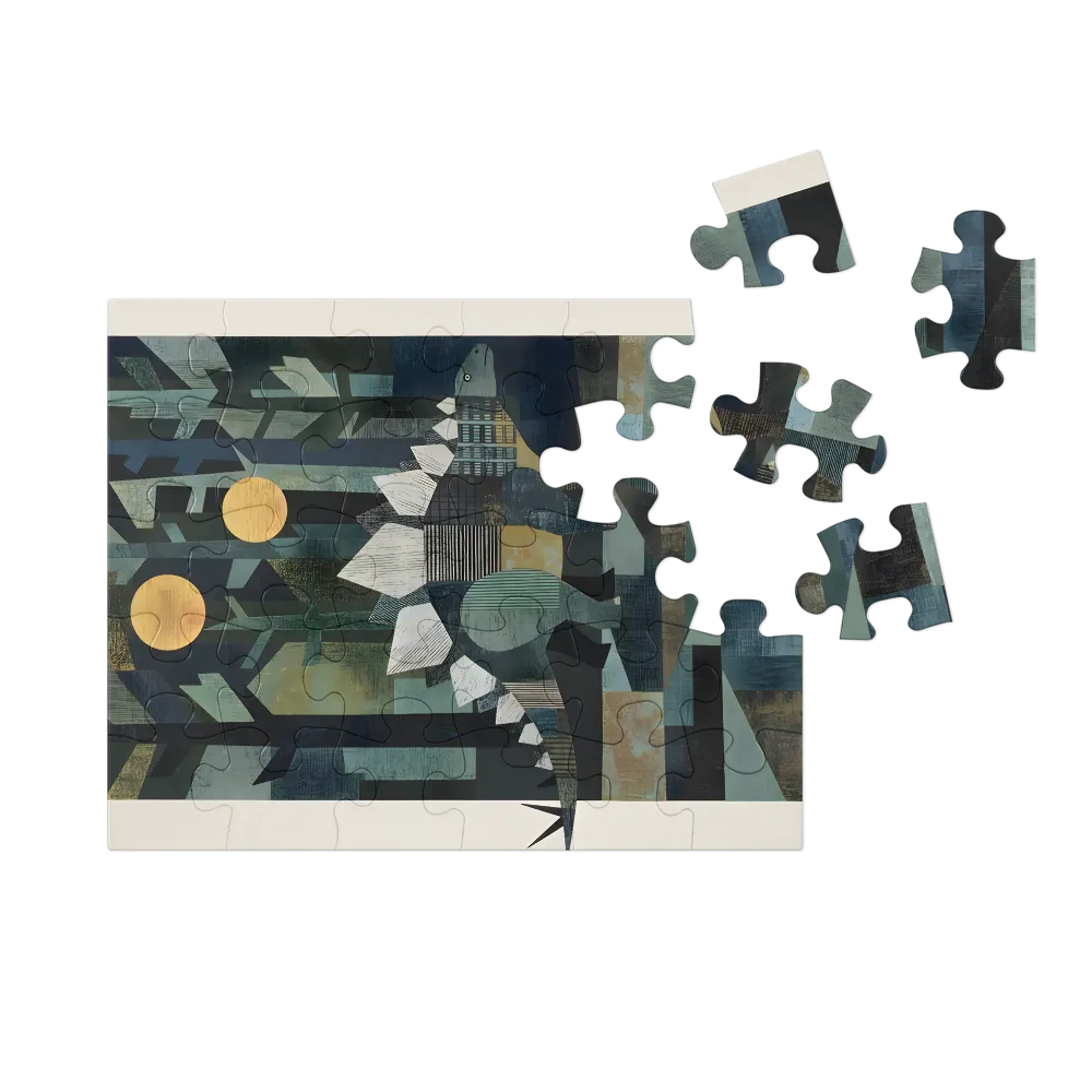 Stegosaurus in the Pines 
 Jigsaw Puzzle in Tin Box