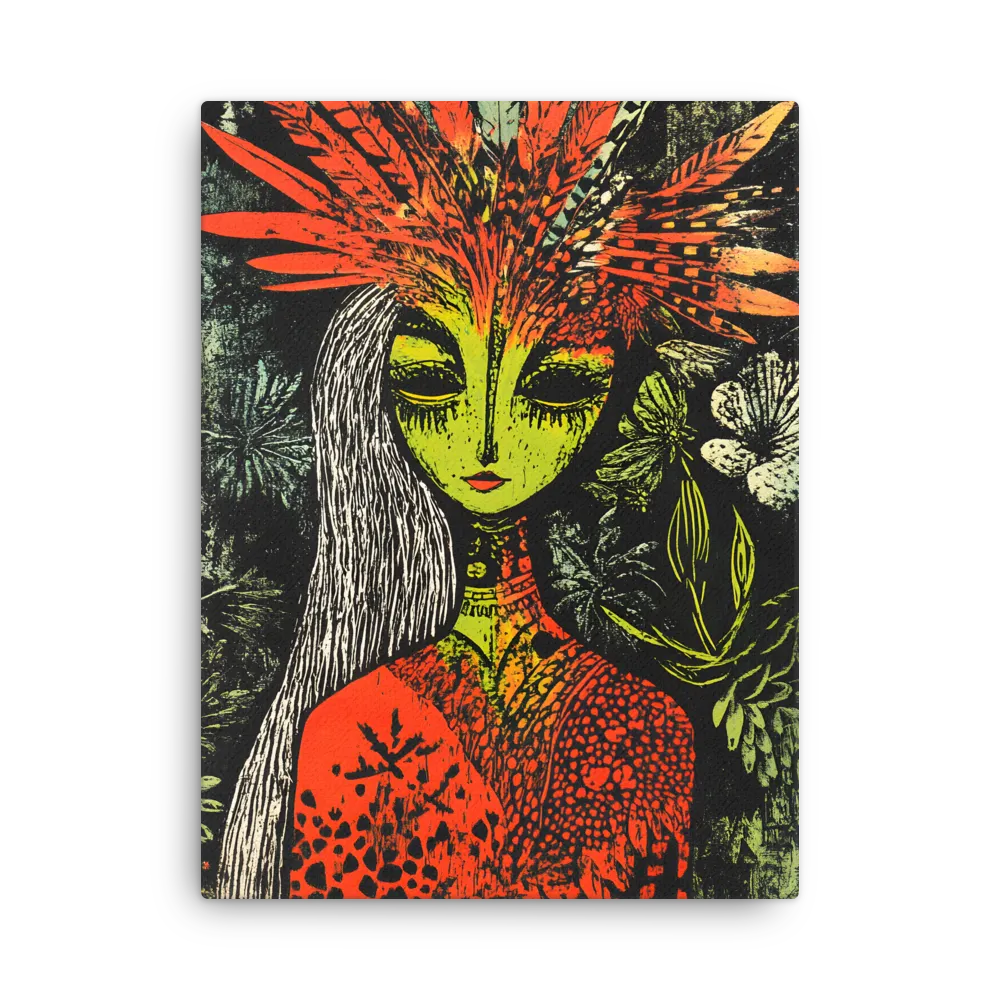 Mystical Flora: A Surreal Portrait | Thin Canvas | 24″×32″