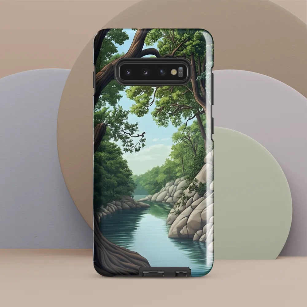 Tranquil Reflections: A Serene River Landscape | Phone Case |  S10 Plus | Tough Case | Glossy