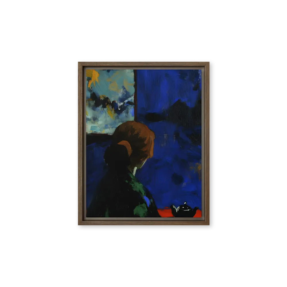 Contemplation Under the Night Sky | Canvas with Brown Frame | 11″×14″