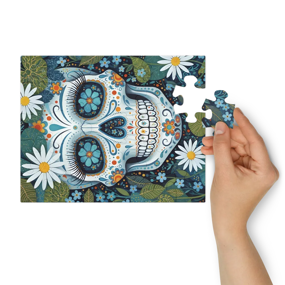 Floral Sugar Skull 
 Jigsaw Puzzle in Tin Box