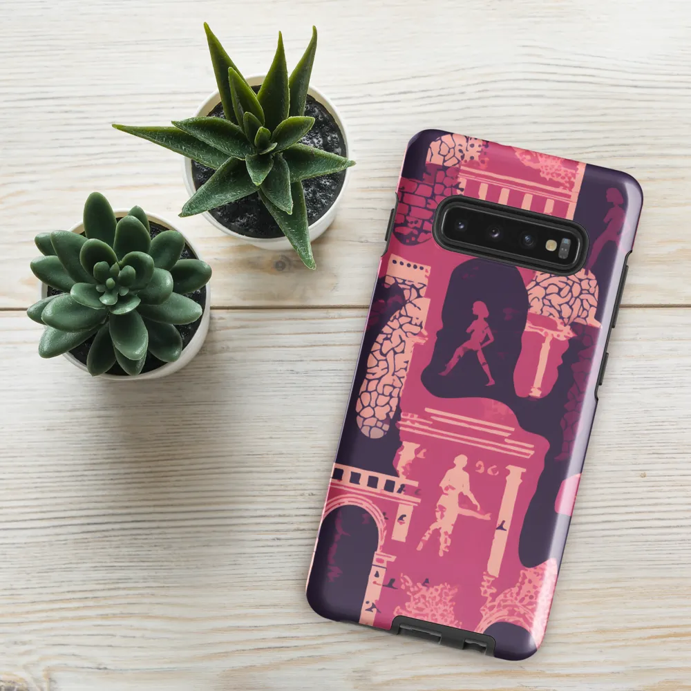 Whimsical Interplay of Figures and Architecture | Phone Case |  S10 Plus | Tough Case | Glossy